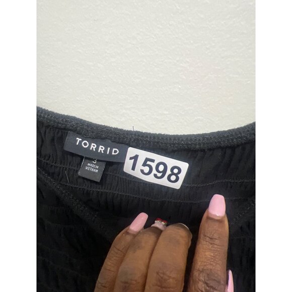 Witchy Dark Romantic Black Lace Smocked Square Neck Baby Doll Top Long Sleeves - Picture 9 of 11